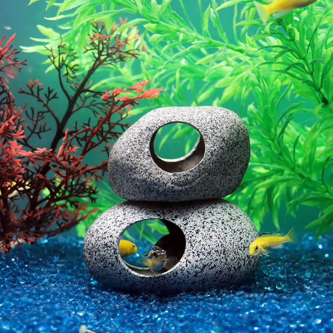 Aquarium Decorations Rock,Stackable Fish Tank Decor Cave