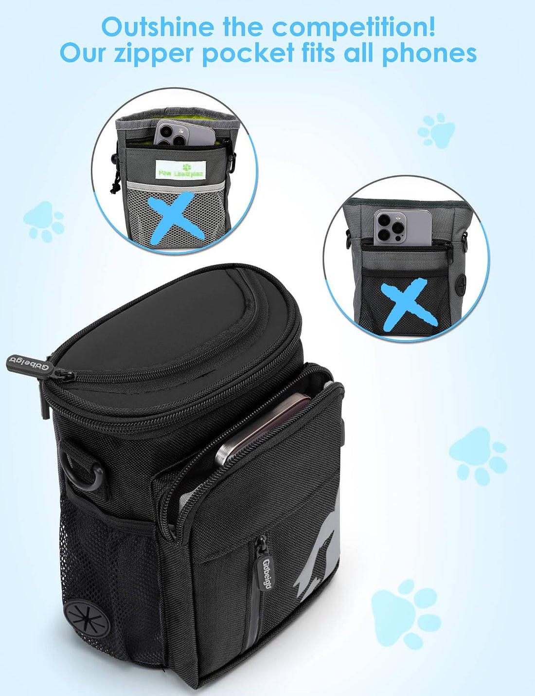 Gobeigo 8 Cup Dog Treat Pouch and Training Clicker