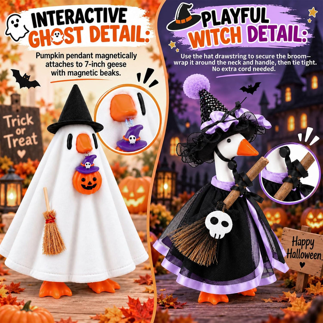 2 Sets Halloween Desk Goose Outfits for 7 Inch Goose