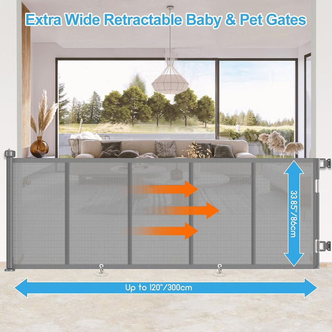 Upgrade 120 inch Retractable Baby Gates