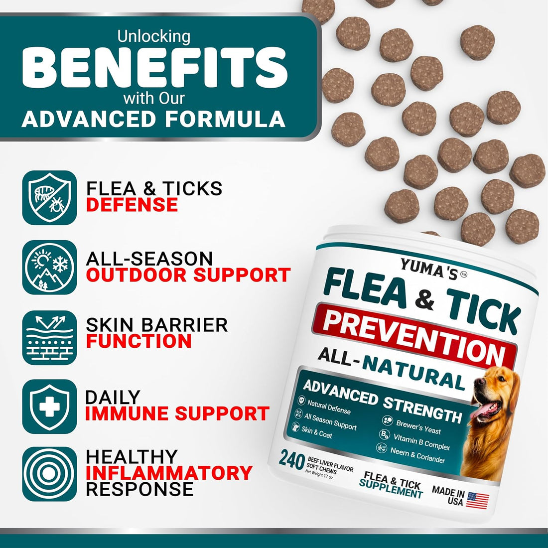 Chewable Flea and Tick Prevention for Dogs - 240 Chews
