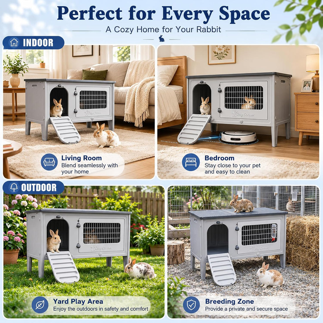 Rockever Rabbit Hutch Indoor Outdoor