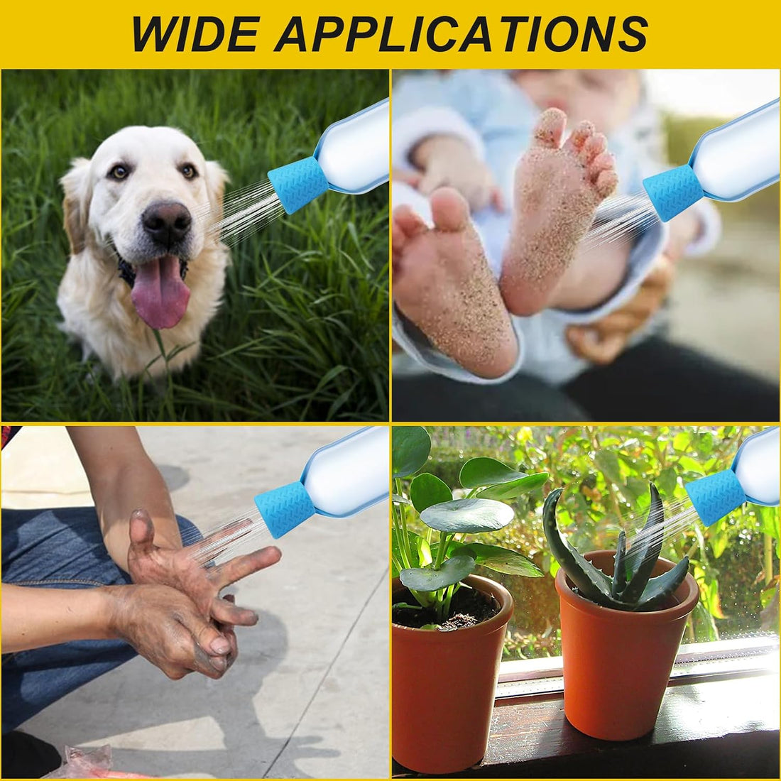 Portable Outdoor Shower for Dogs, 3 Pack, Blue/Green/Orange