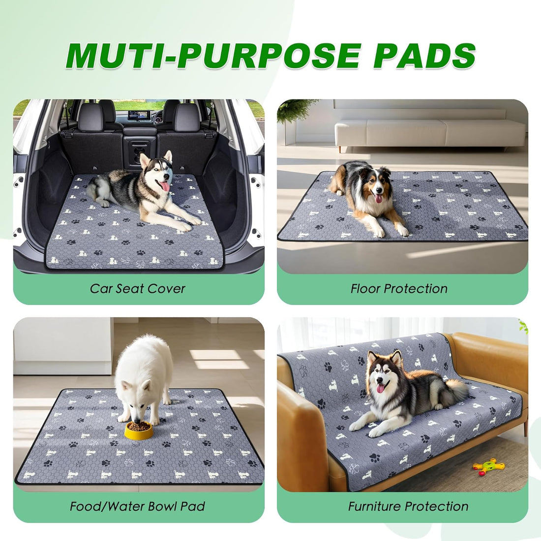 WanpeeGoo Washable Pee Pads for Dogs, Waterproof, 18 x 24 in, 4 Pack