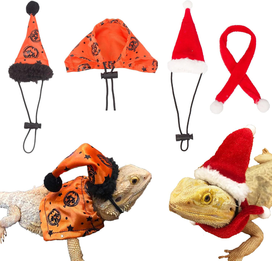 ADOGGYGO Halloween Christmas Bearded Dragon Costume Clothes, 2 Set