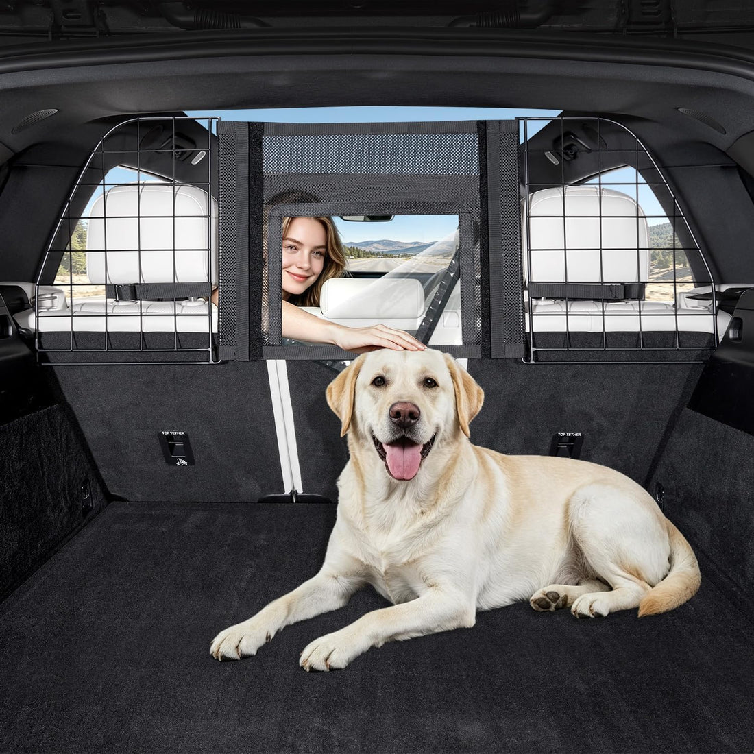 YJGF Dog Car Barrier for SUV,Width-Adjustable Dog Car Divider Net