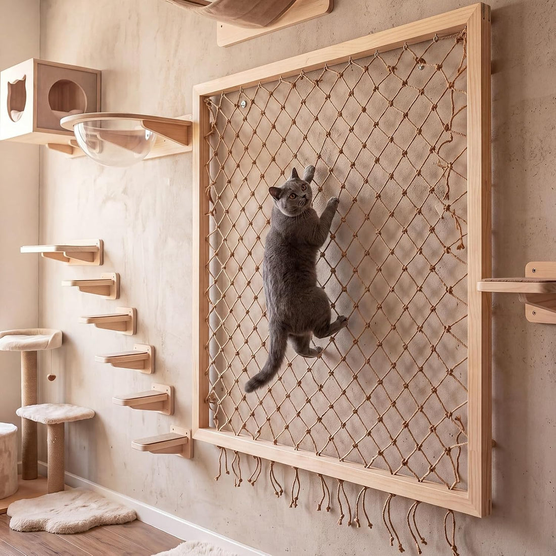 Cat Climbing Hemp Rope Net, Safety Jute Net Climbing Toys