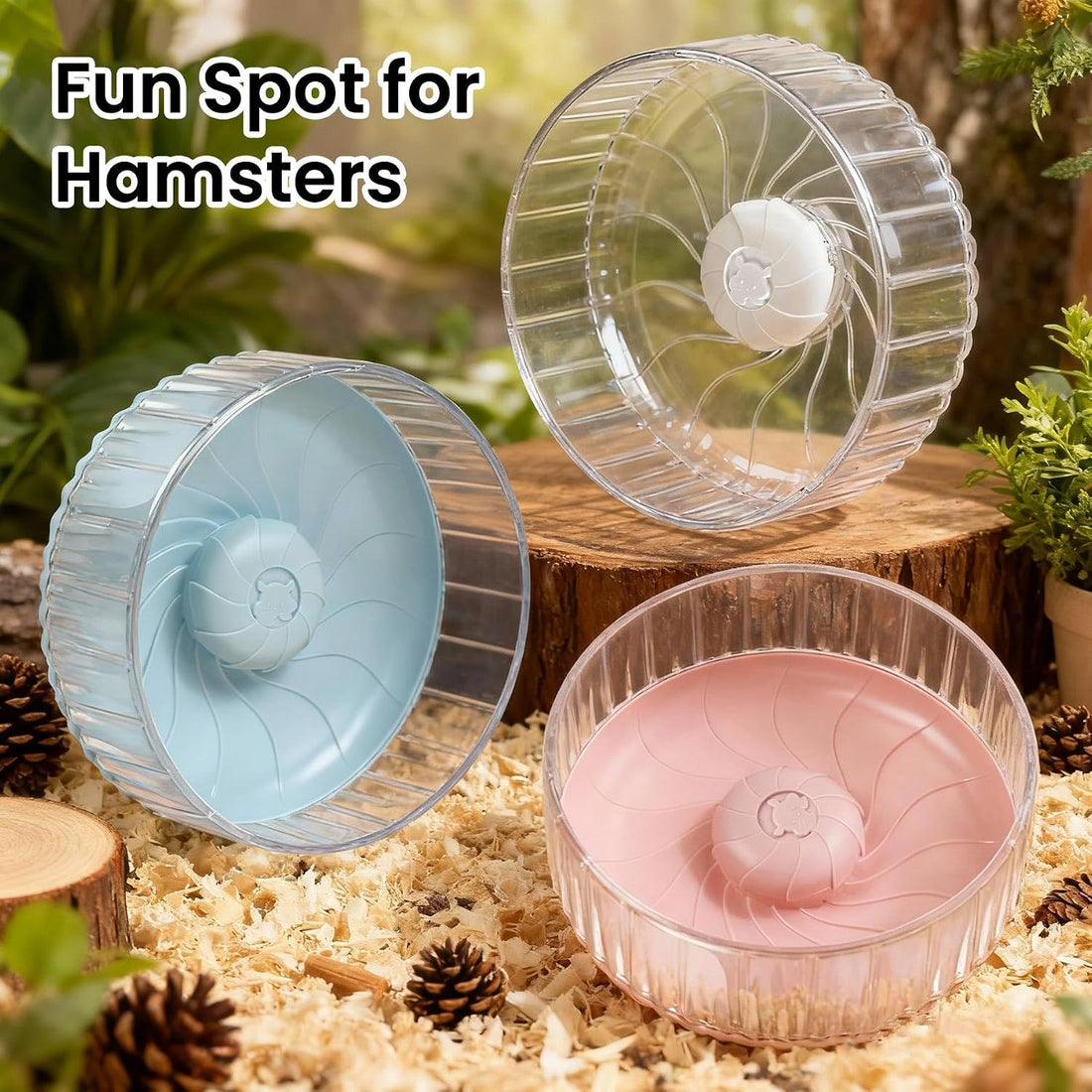 8 inch Silent Hamster Wheel, Stand-Free Cage Spinner, Blue