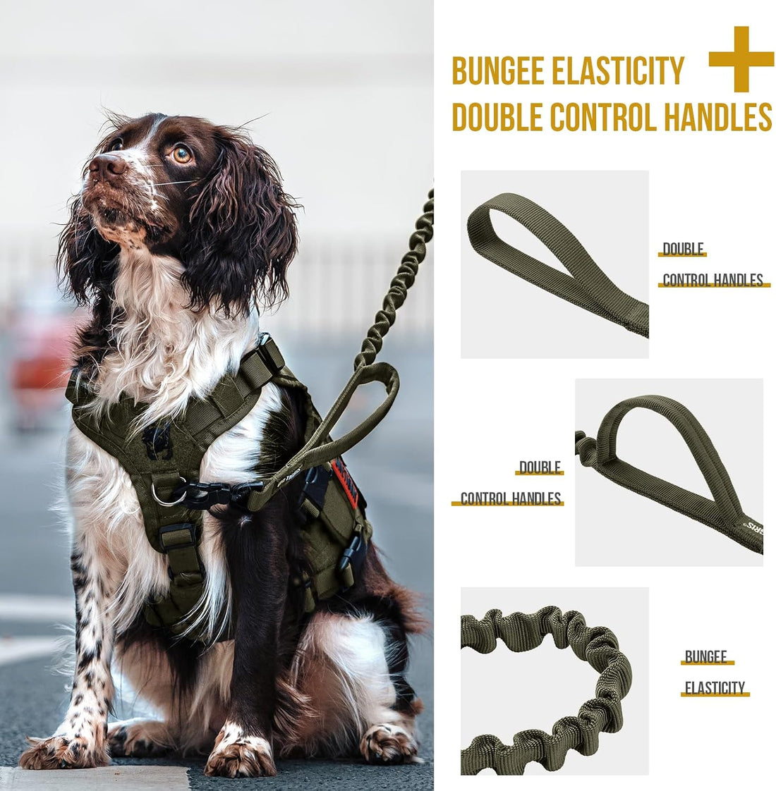 OneTigris Tactical Bungee Leash with 2 Handles Quick Release
