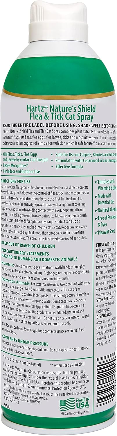 Hartz Nature’s Shield Flea & Tick Spray Treatment for Cats