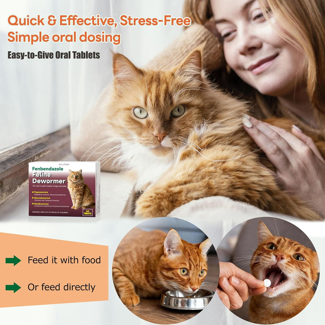 Dewormer for Cats & Kittens, Fenbendazole for Tapeworms