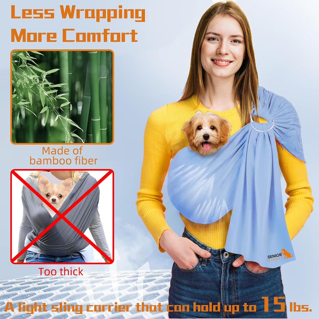 Dog Sling Carrier for Small Dogs, Adjustable Cat Sling Carrier