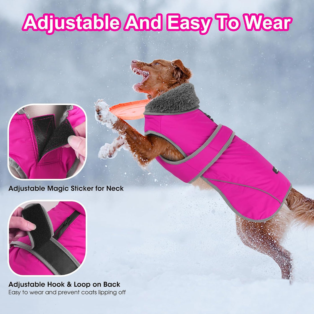 Dogcheer Dog Winter Coat, Waterproof Warm Dog Jacket with Adjustable