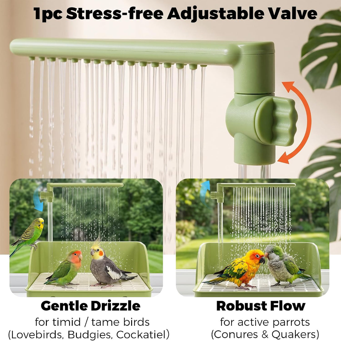 Automatic Parakeet Bird Bath with Pump, Large Bird Shower Fountain