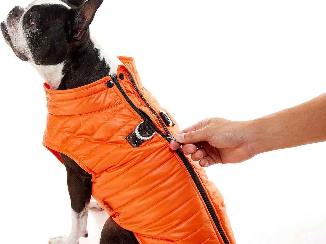 Gooby Puffer Vest Dog Jacket, Orange, Large