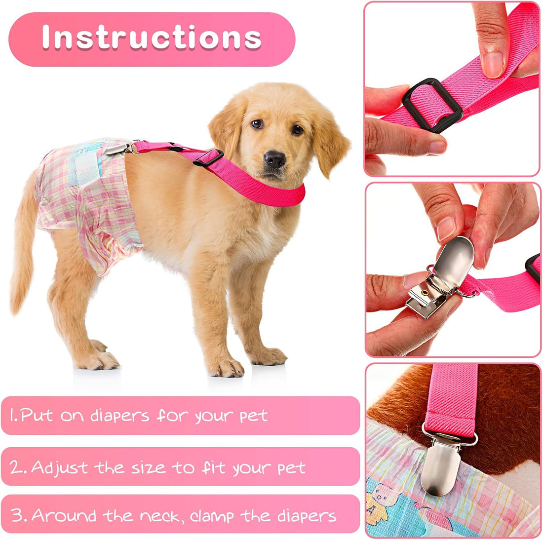 Nuanchu 2 Pcs Dog Suspenders for Diapers Female Male Pet Diaper