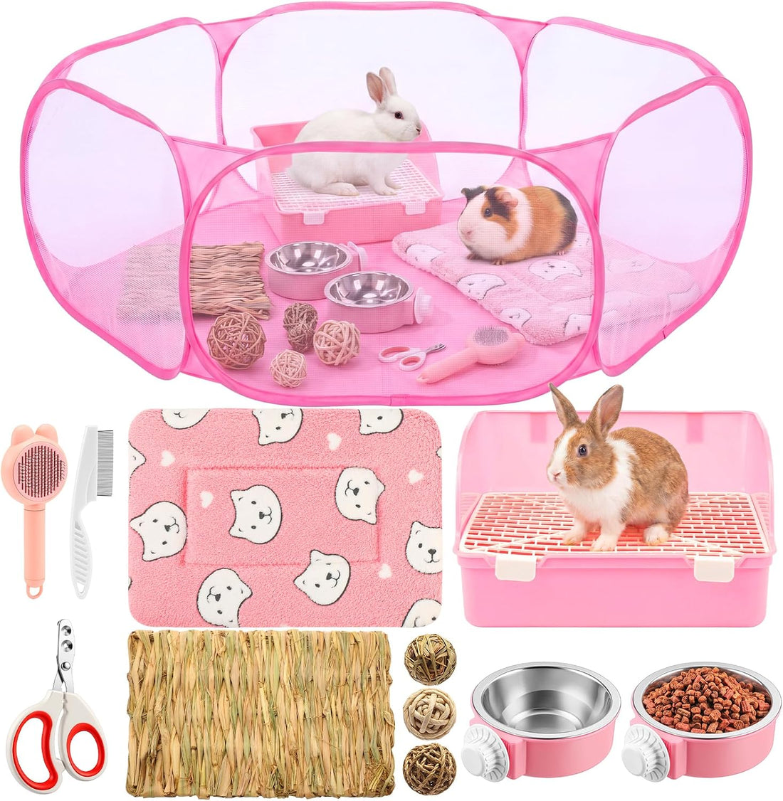 12pcs Bunny Starter Kit, Bunny Toy Grooming Set