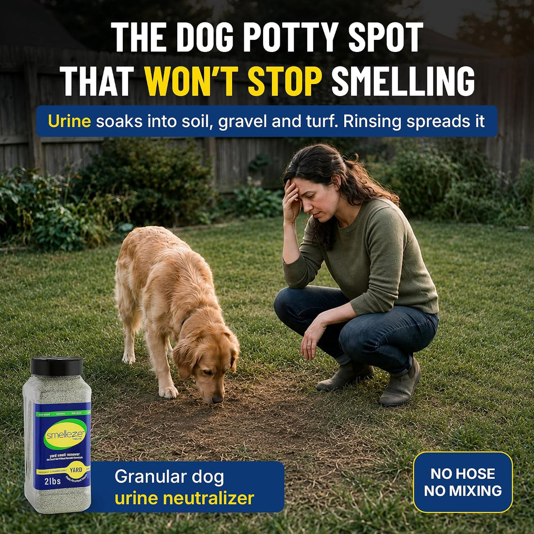 SMELLEZE Yard & Outdoor Pet Urine Odor Absorber Granules, 2 lb