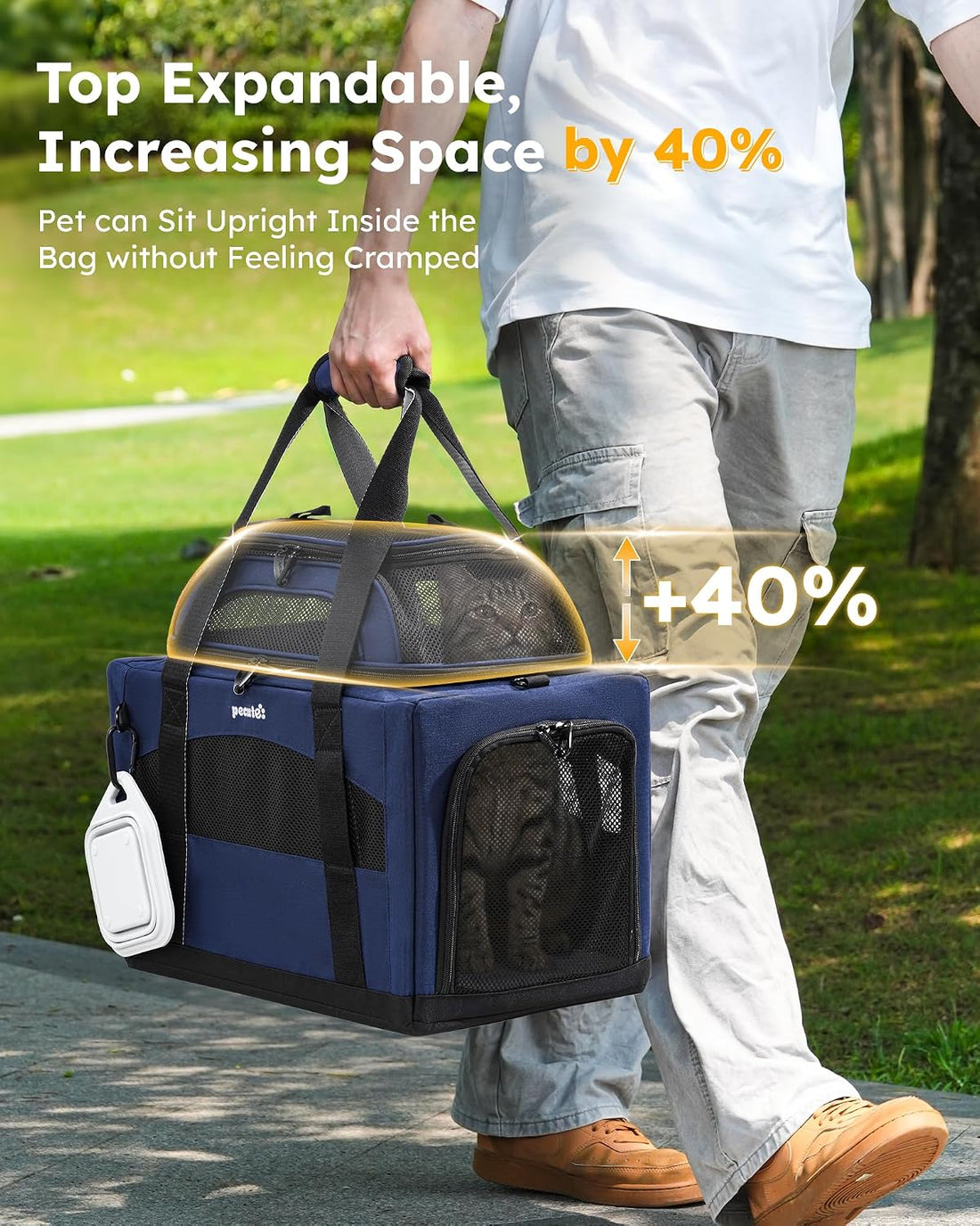 Pecute Cat Carrier, Top Expandable Dog Crate for Travel