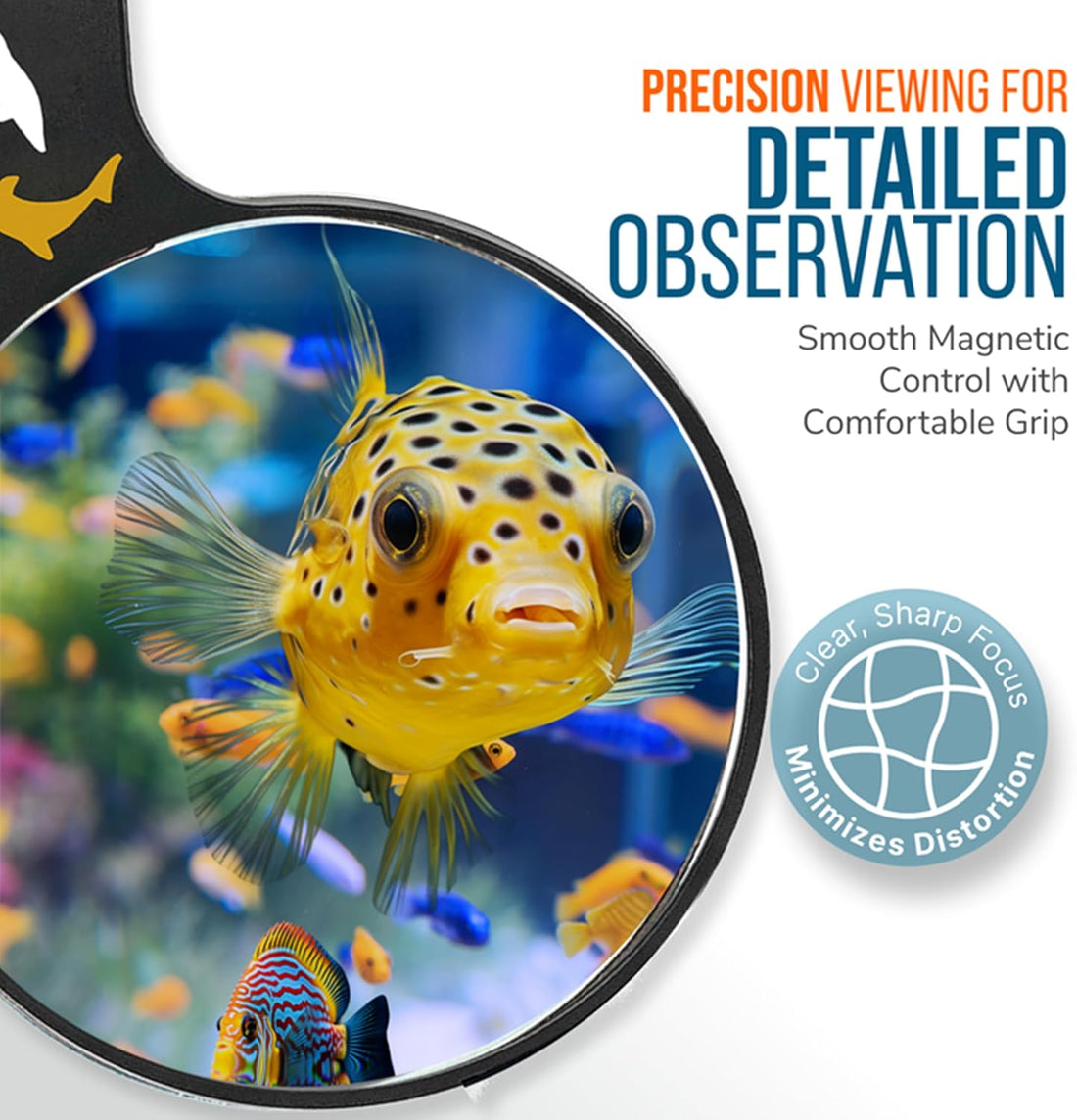 Flipper Aquarium Magnifying Glass, DeepSee Magnetic Viewer. 4"