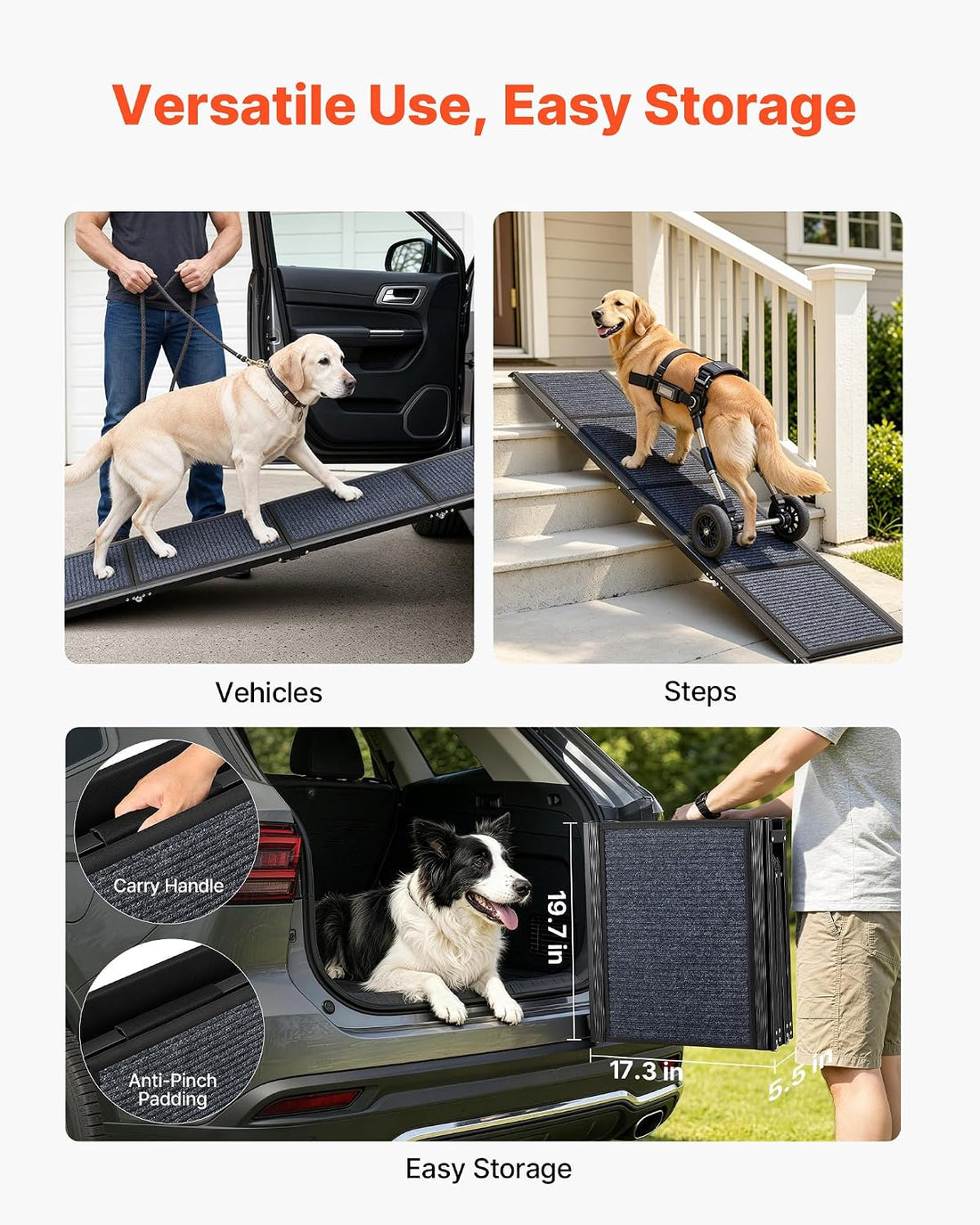 VEVOR Dog Ramp for Cars, 71" L x 17" W