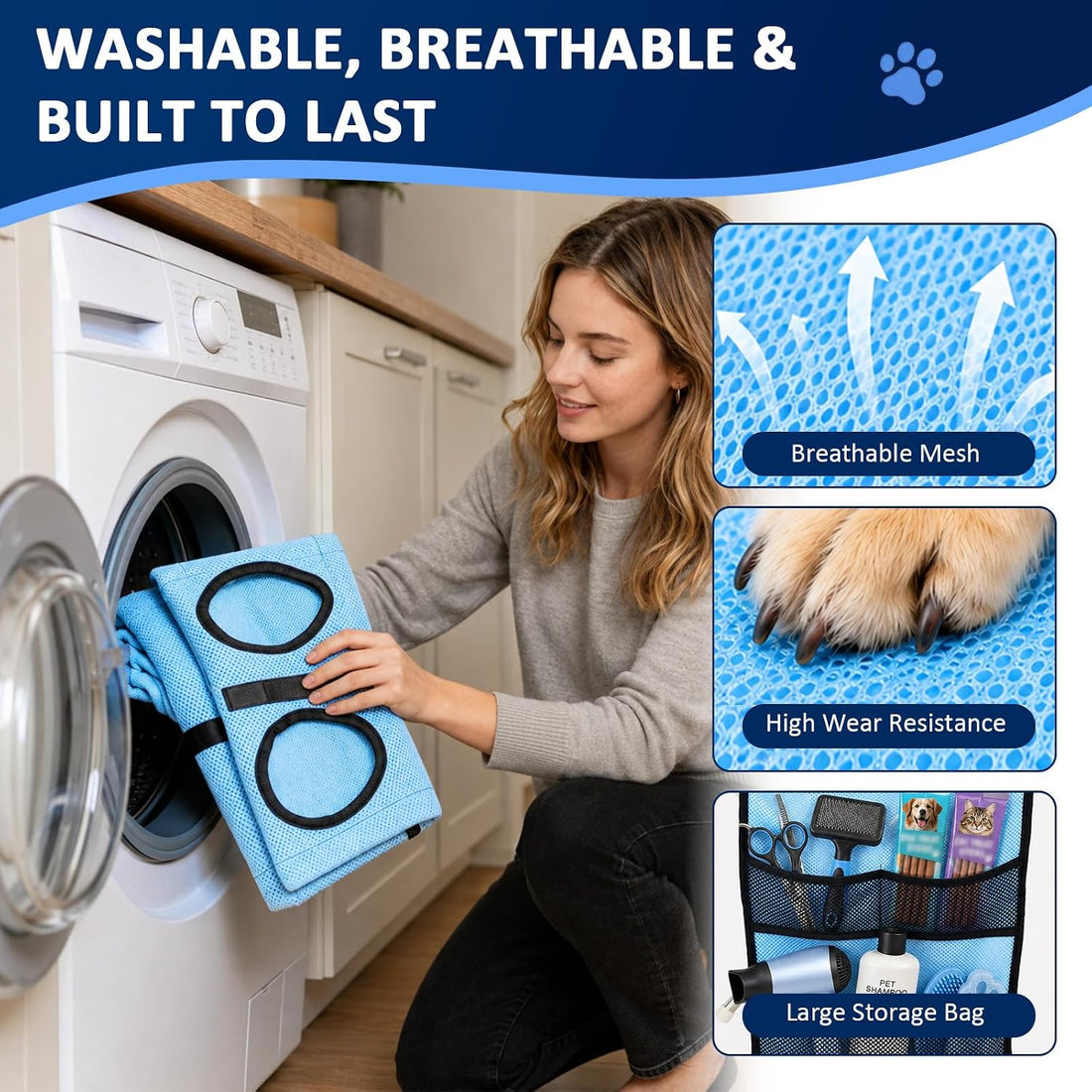 Dog Grooming Hammock for Small Pets with Stand, Dog Shower Hammock