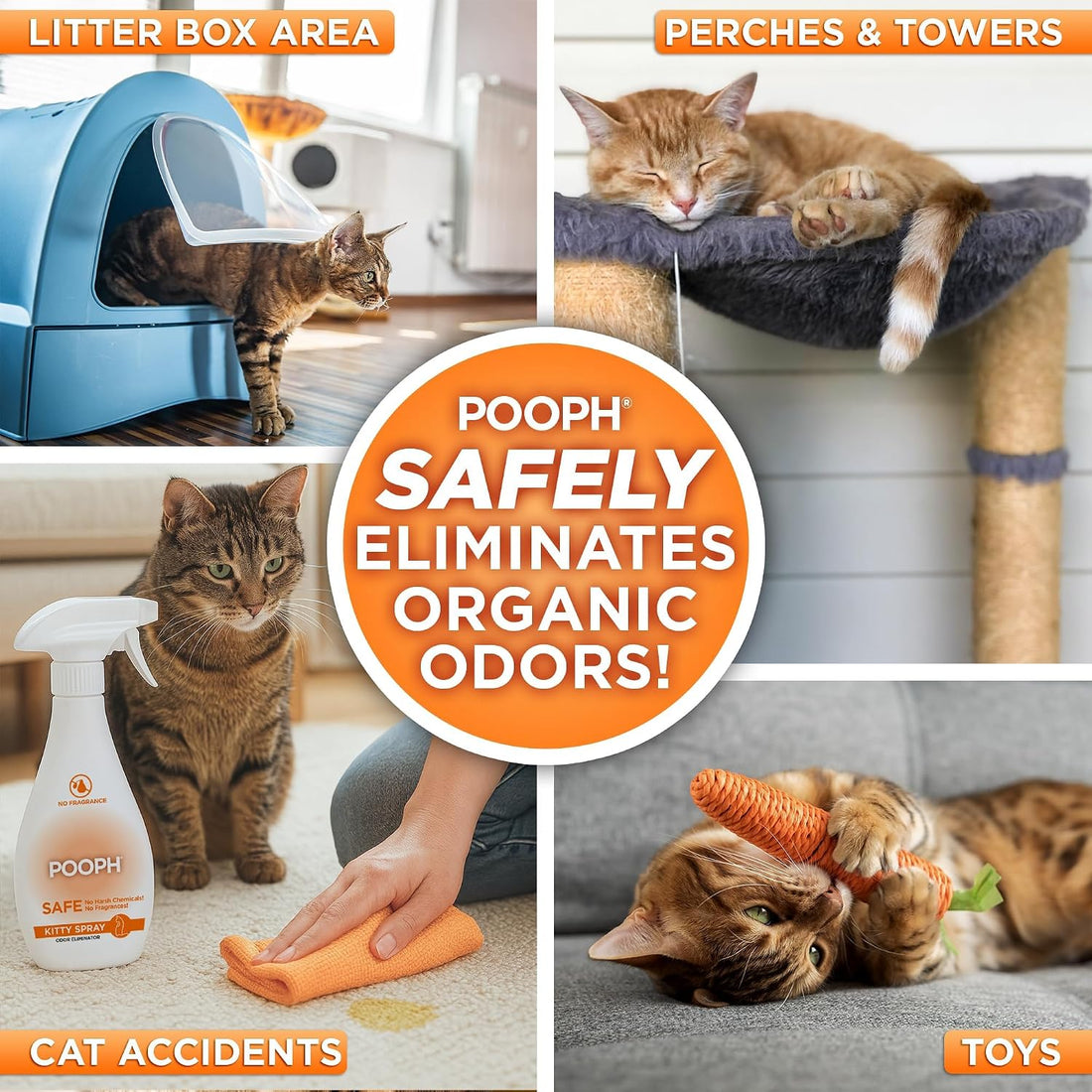 POOPH Kitty Odor Eliminator Spray for Cats, 32 fl oz