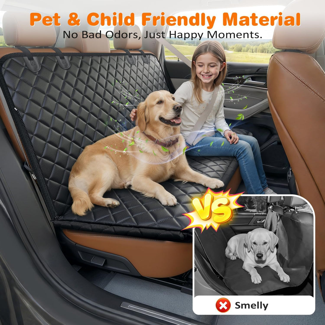 URPOWER 4 in 1 Dog Car Seat Cover for Back Seat
