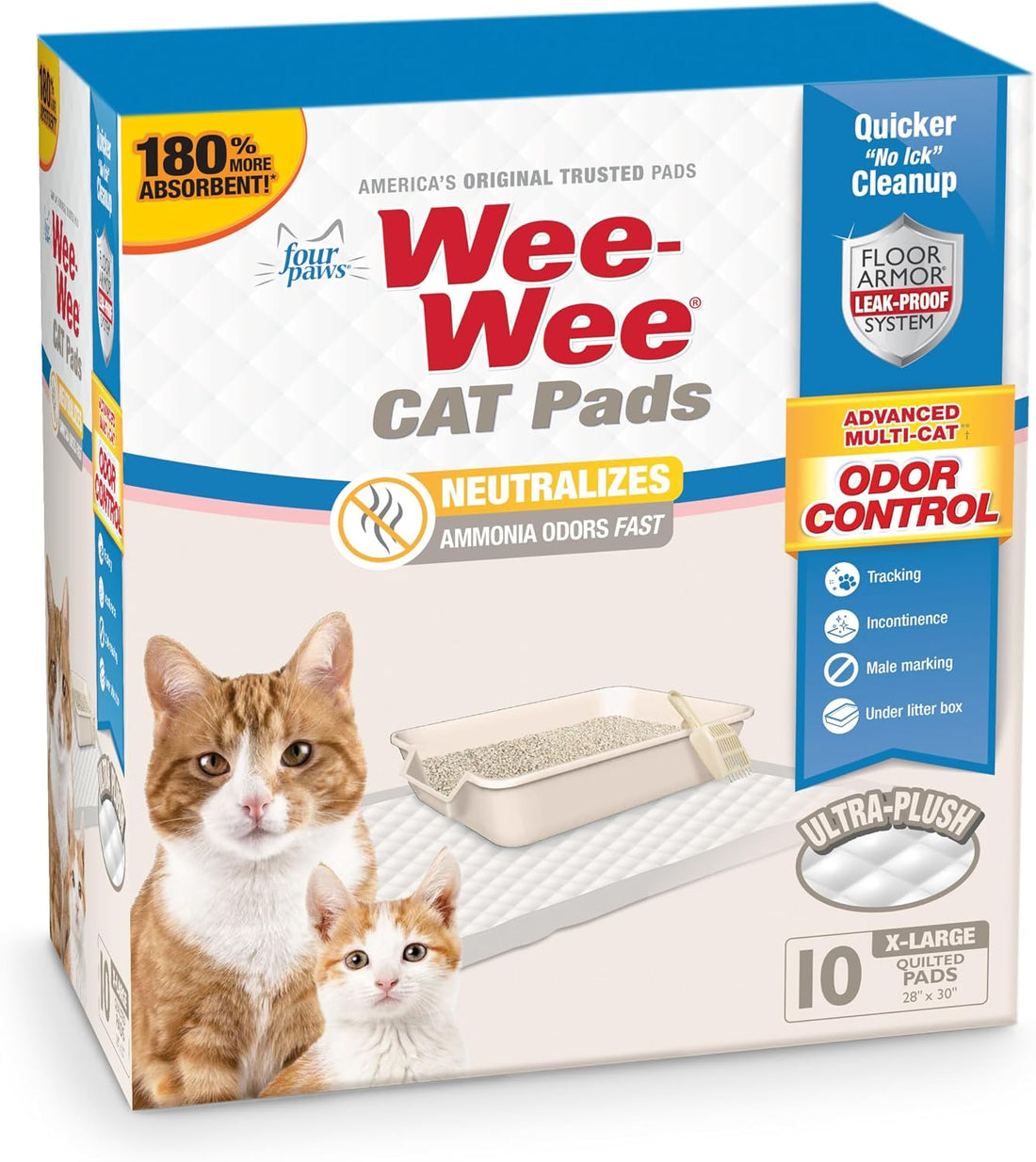 Four Paws Wee-Wee Cat Pads, Fresh Scent, 10 Count