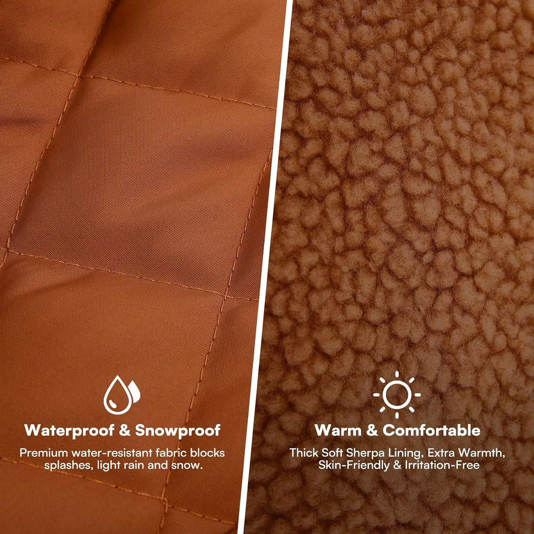 Queenmore Warm Puffer Dog Jacket Thick Plush Lining Winter Small Dog