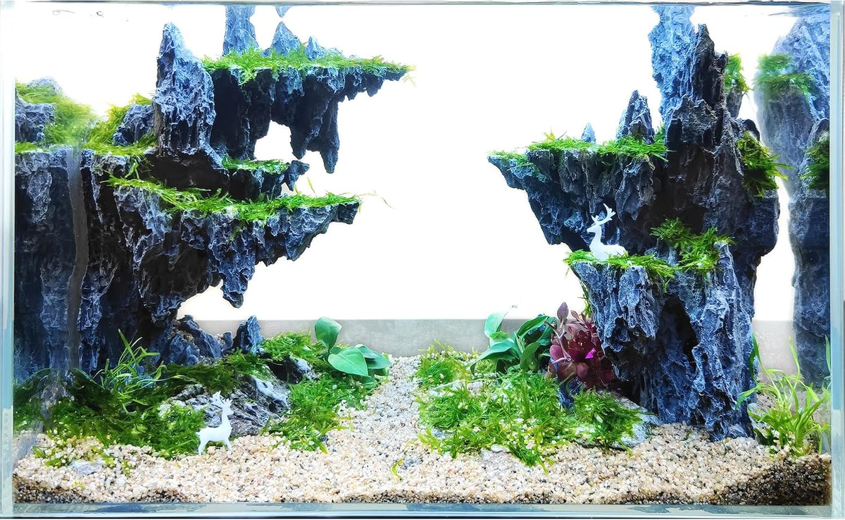 Allcolor Aquarium Rock Decor, 3-Piece Elf Island for 5-10 Gallon Tanks