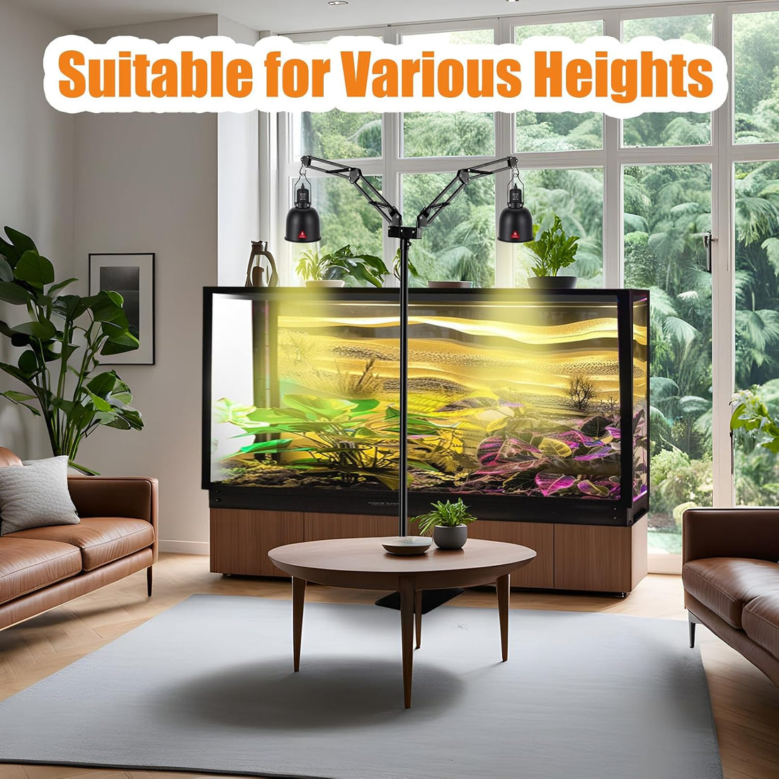DXOPHIEX Dual Reptile Lamp Stand Reptile Light Stand with 2 Brackets
