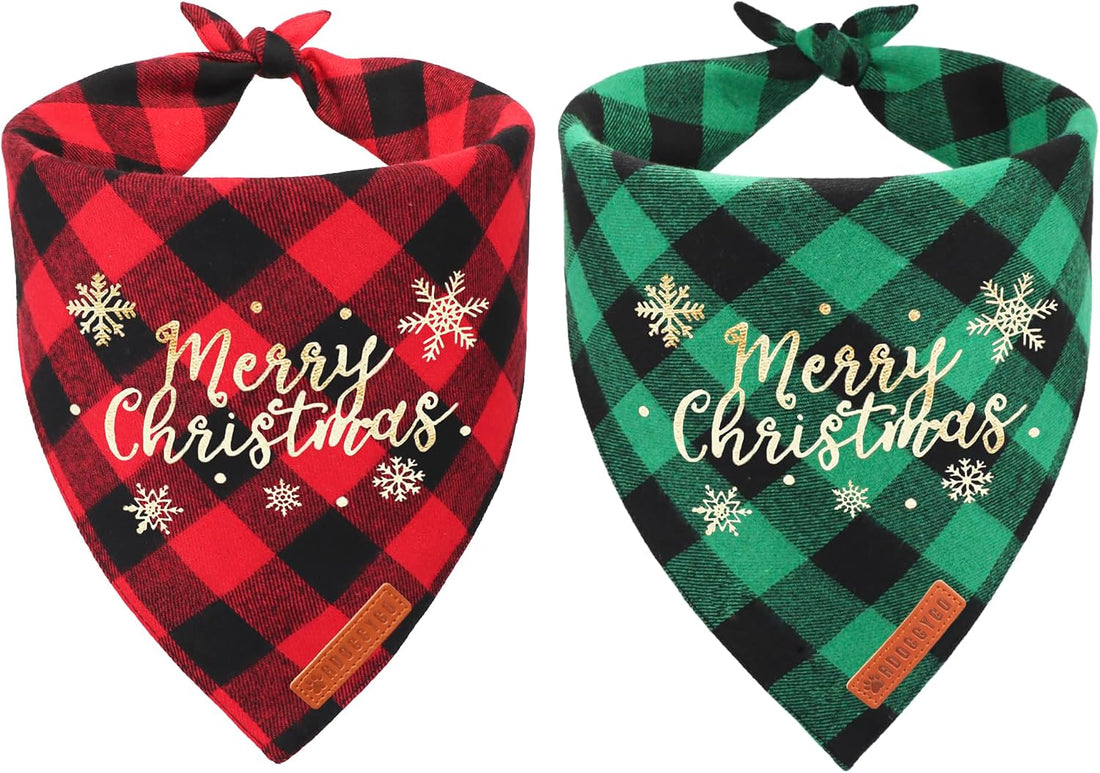 ADOGGYGO Halloween Dog Bandanas, Glow in Dark Plaid Dog Scarf