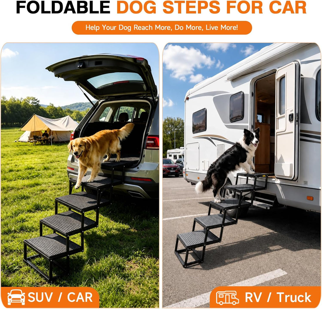 Foldable Dog Steps for Car SUV Truck, Dog Car Stairs for Large Dogs