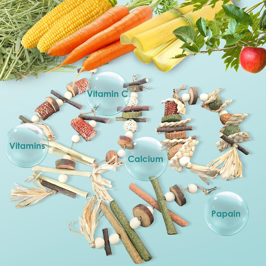 68pcs DIY Rabbit Chew Toys,Rabbit Toy for Bunnies Boredom