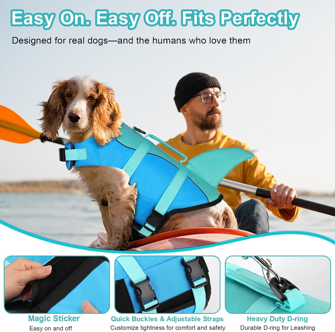 Dogcheer Dog Life Jacket, Cute Shark Dog Life Vest for Swimming