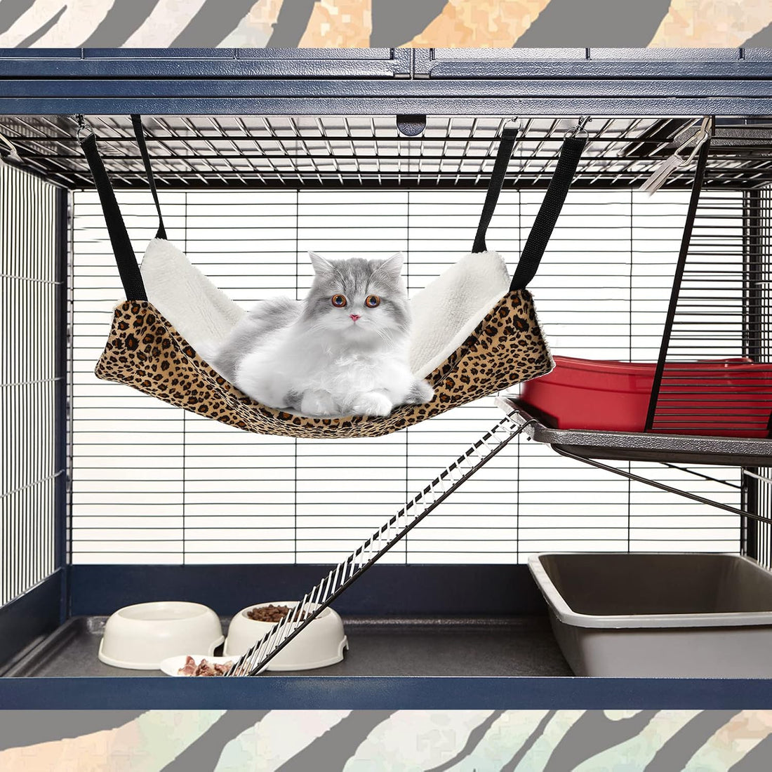 BBTO 3 Pcs Reversible Hanging Hammock Soft Plush for Cat Ferret