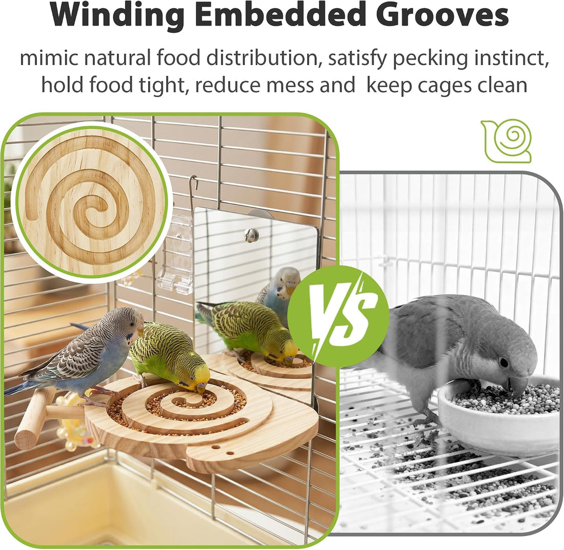 Bird Foraging Toys with Perch, for Novice/Older/Slow-Learning Birds