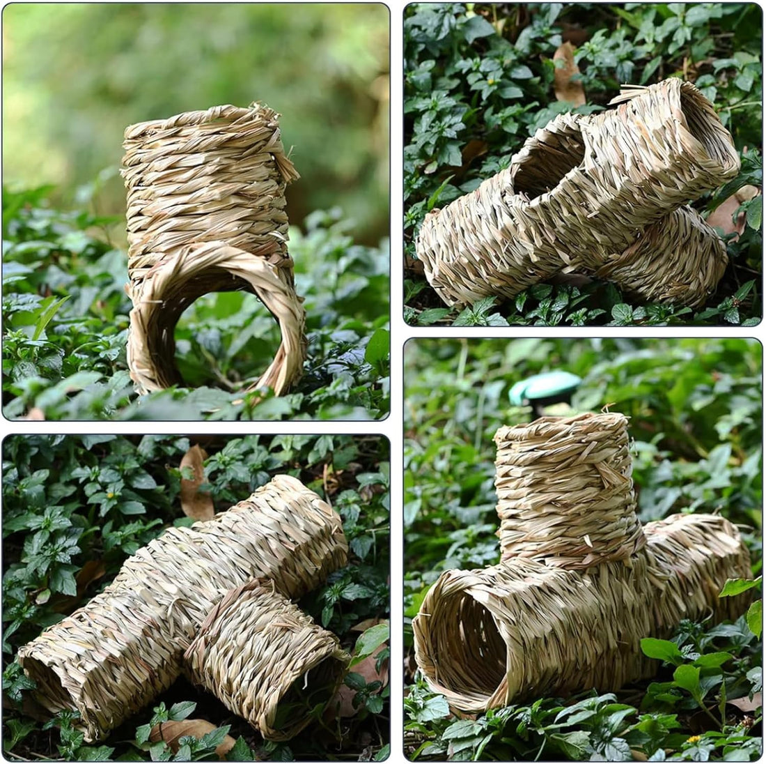Hamiledyi Hamster Grass Tunnel Toy Nature Guinea Pig Hideout Straw