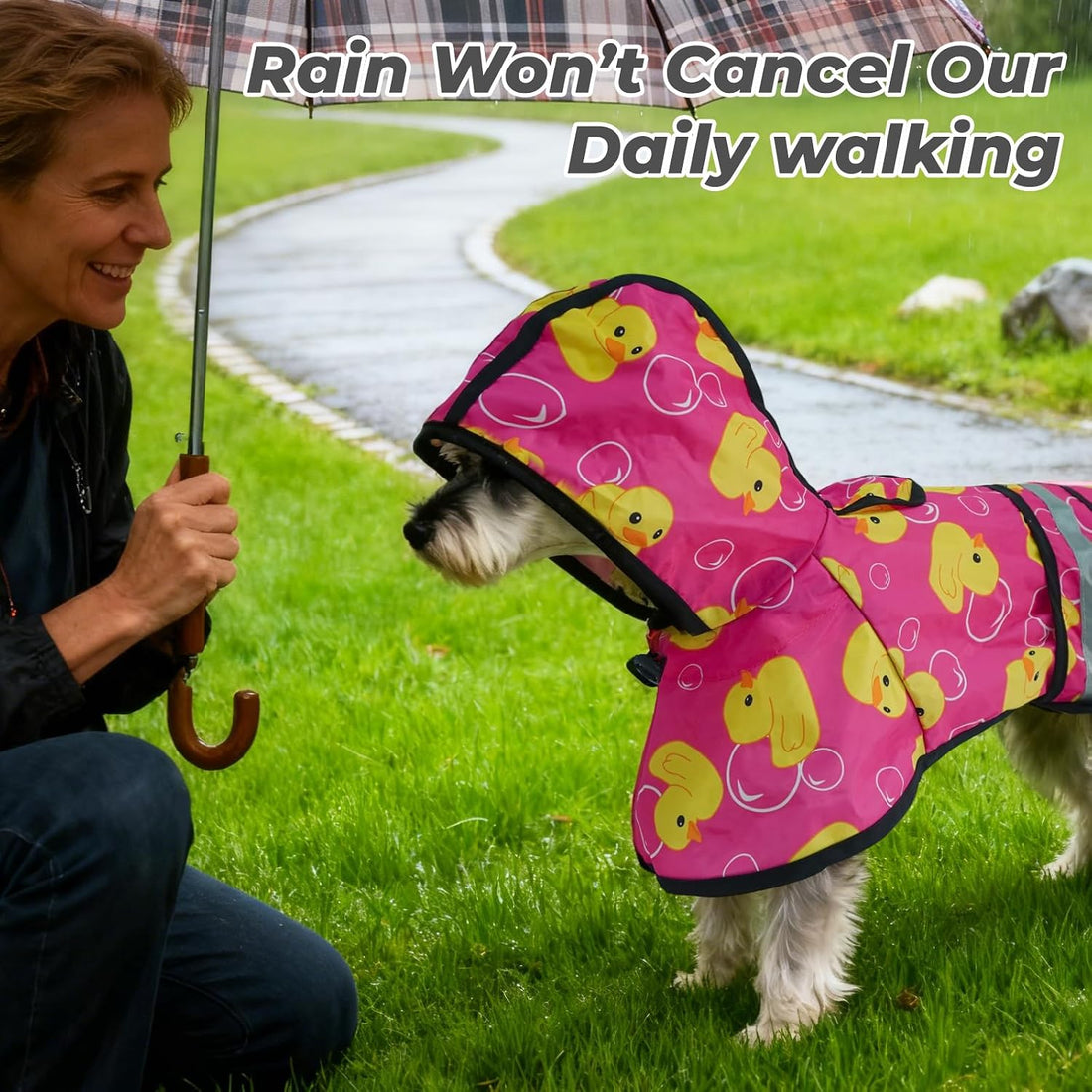 KOOLTAIL Dog Raincoat Hooded Slicker Poncho with Leash Hole