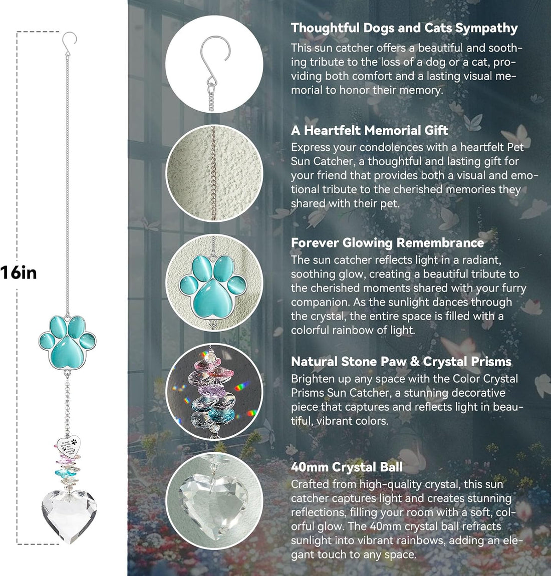 Pet Memorial Suncatcher - Dog Memorial Gifts, Pet Loss Sympathy