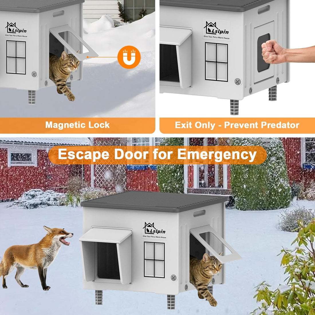 Large Heated Cat House for Outside Cats in Winter