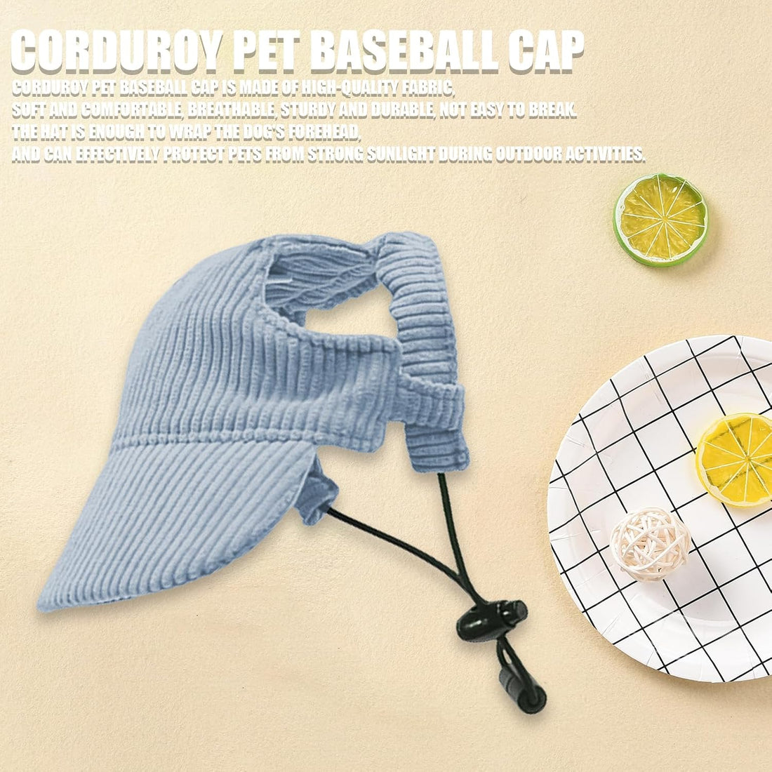 Dog Baseball Cap, Dog Cat Summer Beach Visor Hat with Ear Holes