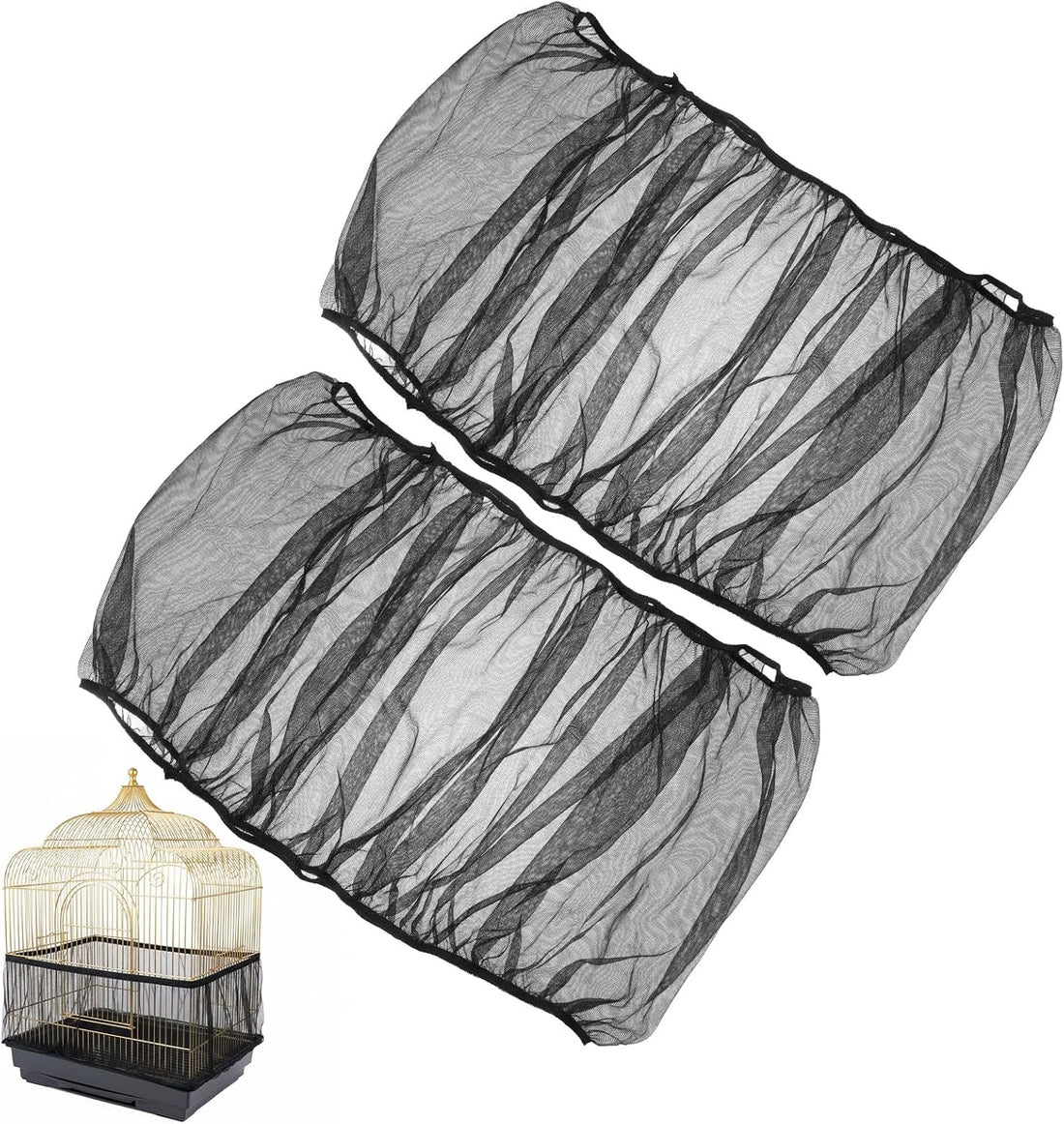 2 PCS Bird Cage Skirt, Elasticity Bird Cage Net for Seed Catcher