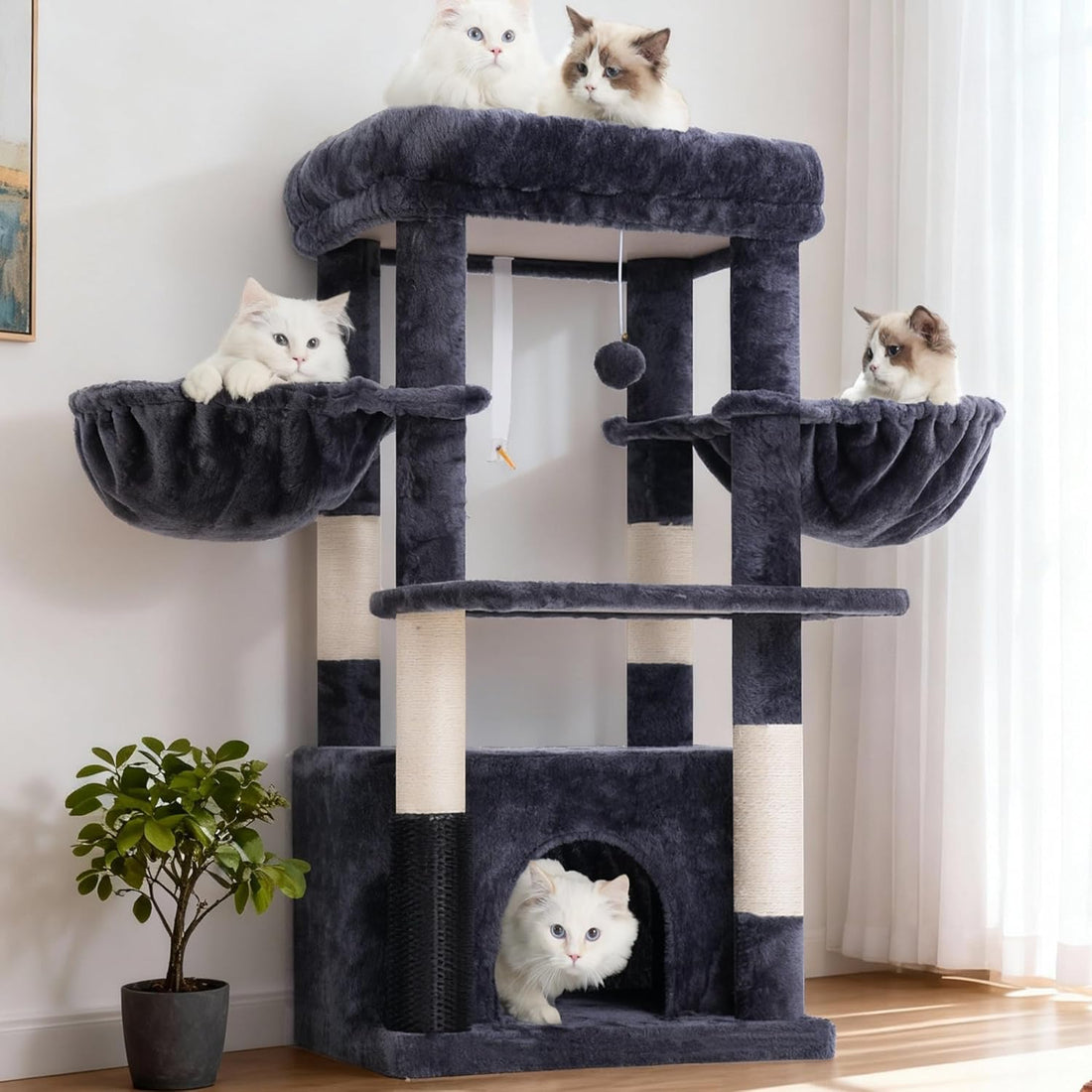Hey-brother Cat Tree Tower with Large Platform, Spacious Condo