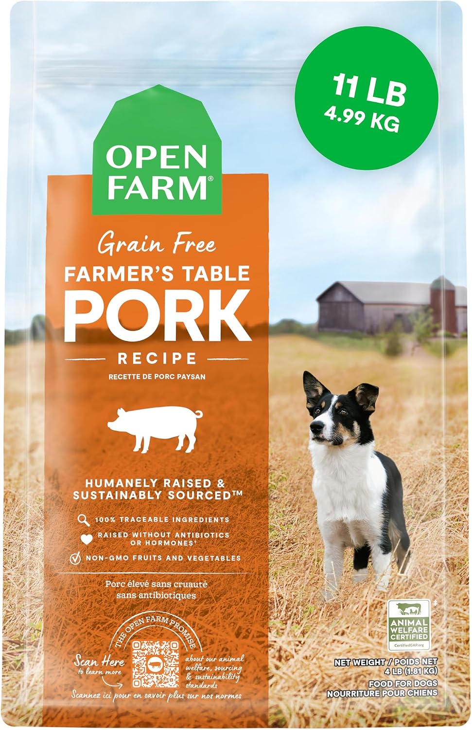 Open Farm Grain Free Dry Dog Food, Grass-Fed Beef Kibble, 22lb Bag