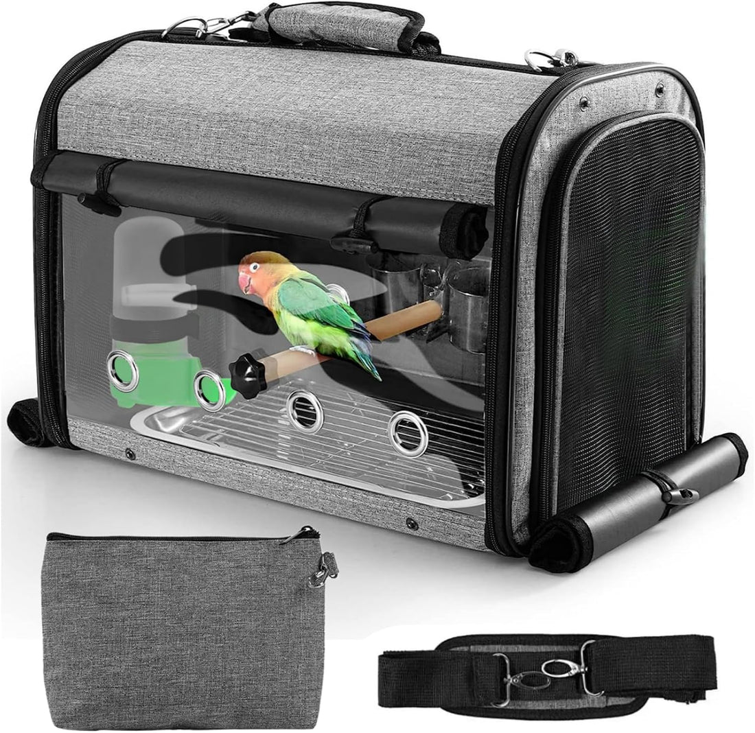 Sanmoncare Bird Carrier Bag Cockatiel Travel Cage with Stand