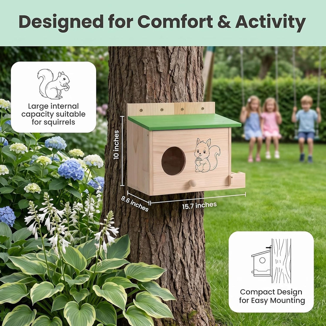 Large Squirrel Houses for Outside, Squirrels Nesting Box with Platform