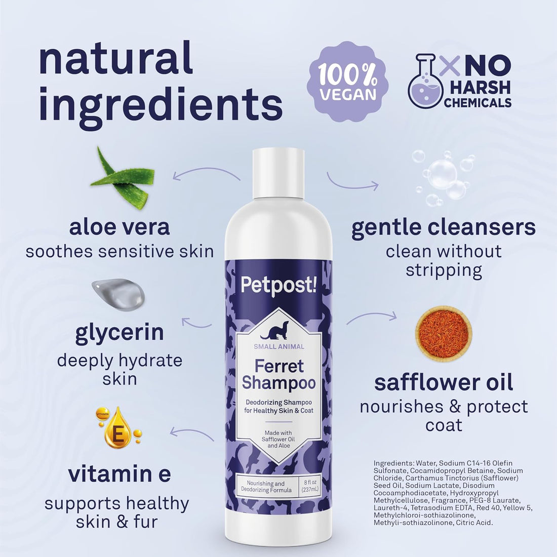 Petpost | Ferret Shampoo. Deodorizing & Moisturizing Formula