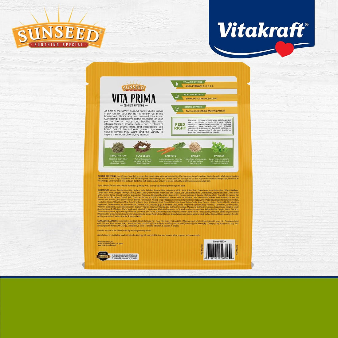 VitaKraft Sunseed Vita Prima Guinea Pig Food 4 lb.